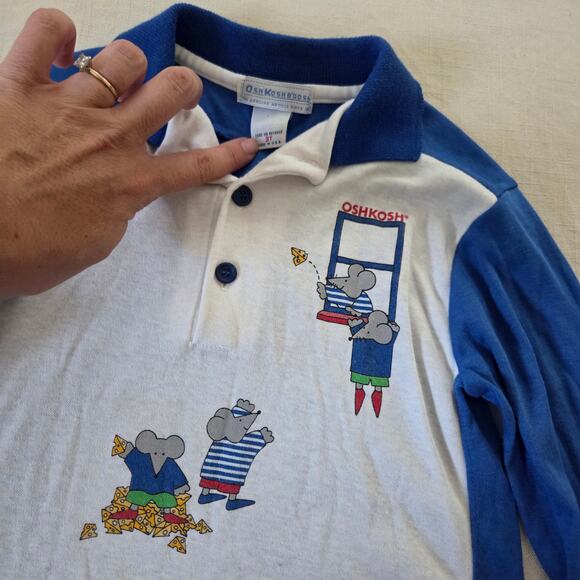 Vintage Oshkosh Mice + Cheese Long Sleeve 2t/3t - Picture 2 of 4